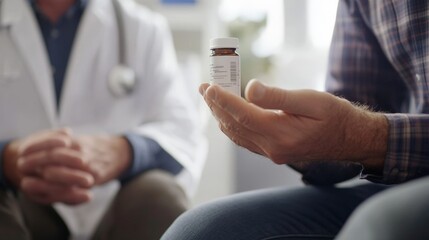 Fototapeta premium Doctor Discussing Medication with Patient in Close Up