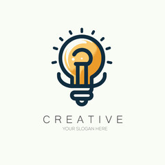 Bright Light bulb logo design. Minimal logo design