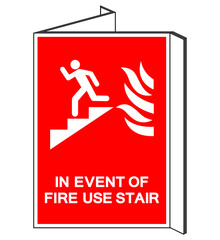 In Event Of Fire Use Stair Symbol Sign, Vector Illustration, Isolate On White Background Label. EPS10