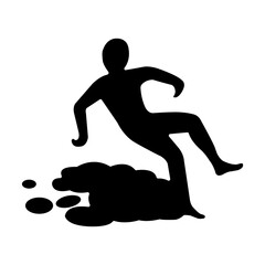 Slippery Black Icon,Vector Illustration, Isolate On White Background Label. EPS10