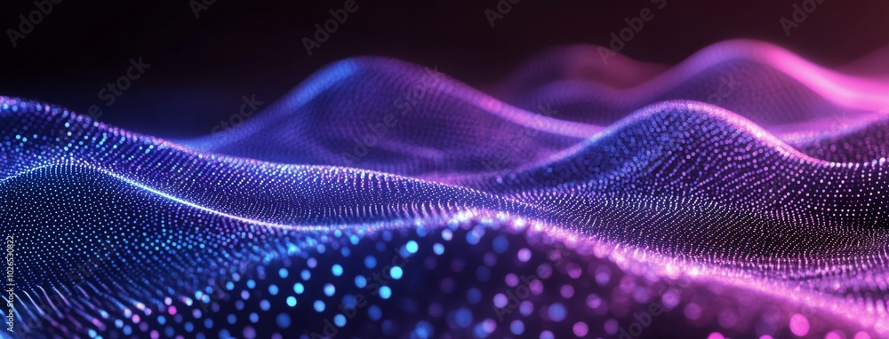 Poster abstract visualization of vibrant waves created by colorful light patterns at night