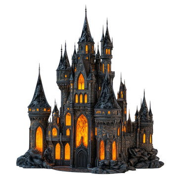 Spooky Halloween Vampire Castle with Eerie Glow