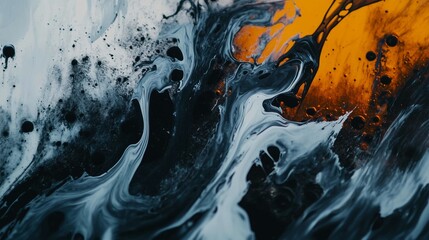 Closeup swirl paint fractured color ink explosion album cover micro hurricane palette fused epoxide concrete
