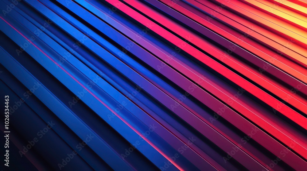 Poster abstract diagonal lines in shades of blue, red, and orange, creating a dynamic and colorful backgrou