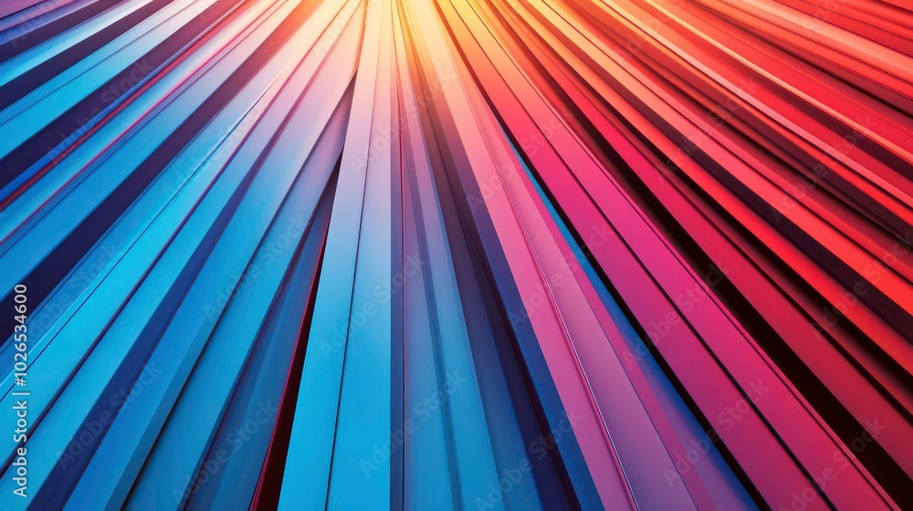 Poster abstract colorful lines converging towards a bright light source, creating a dynamic and energetic c
