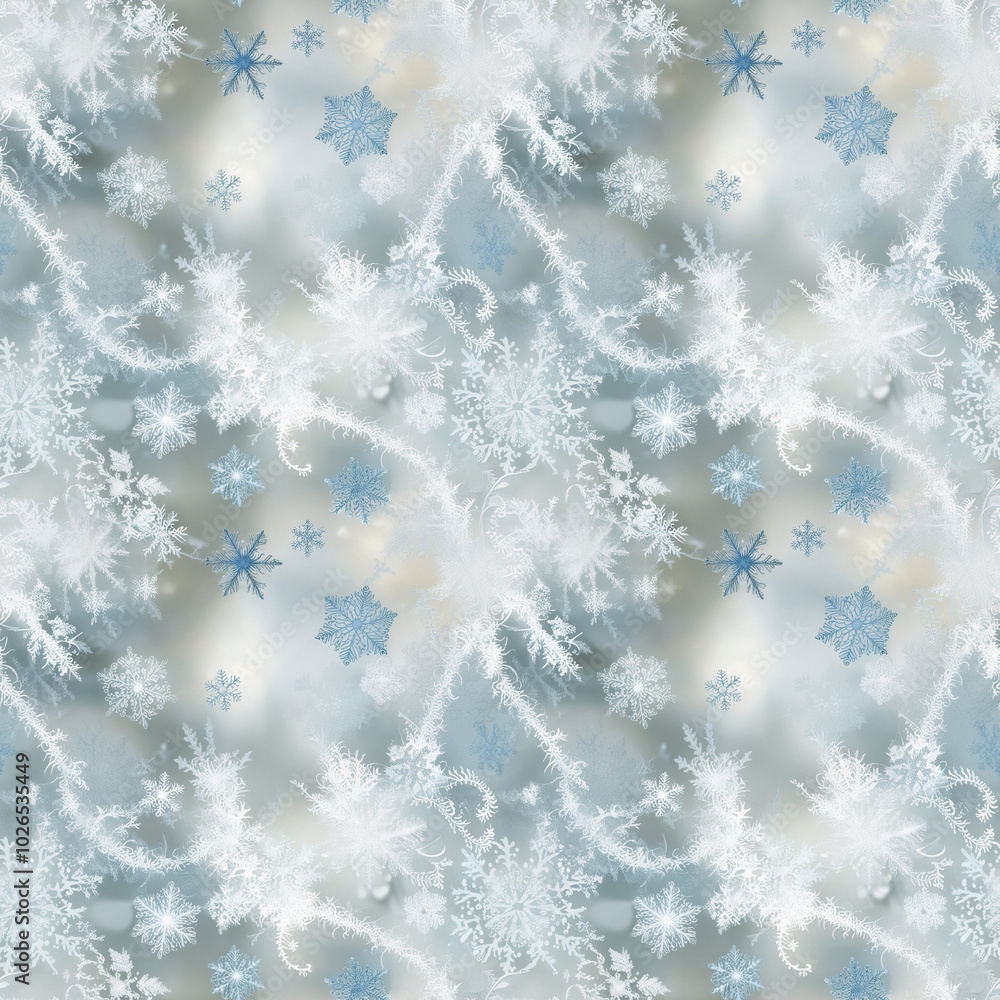 Poster winter snowflakes pattern on a soft blue background for holiday design concepts