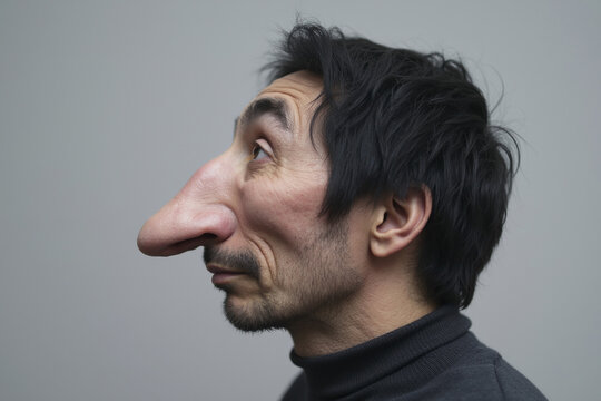 Dark-haired man with a very big nose.