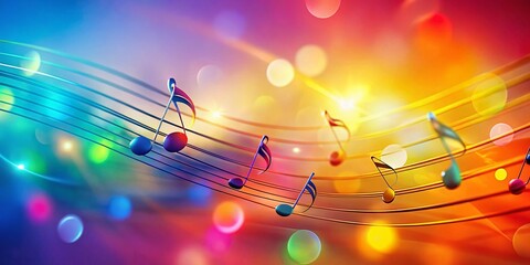A vibrant symphony of abstract musical notes dances with colorful waves, creating an enchanting visual experience that celebrates the harmony of