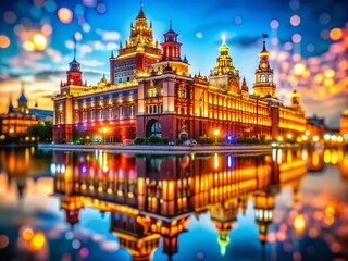 Fototapeta premium Iconic Communist Architecture: A Stunning View of a Historical Building Reflecting Socialist Realism and Urban Design