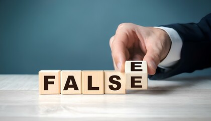 false word icon on wood cube in businessman hand 