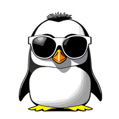 Obraz premium Cool Penguin with Sunglasses | Fun Cartoon Illustration | Stylish Vector Art