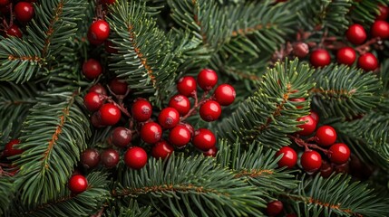 Fototapeta premium The Festive Greenery and Berries