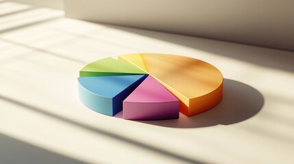Fototapeta premium Colorful 3D Pie Chart on Minimal Background