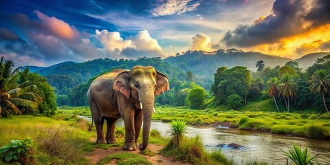 Majestic Elephant in Sri Lanka's Lush Wilderness Captivating Nature Lovers and Wildlife Enthusiasts Alike