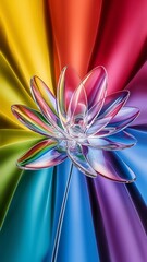 Transparent flower on rainbow background