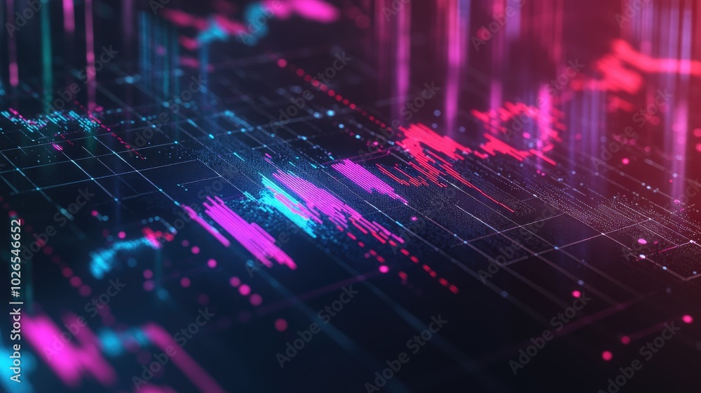 Poster abstract digital data visualization in bright colors