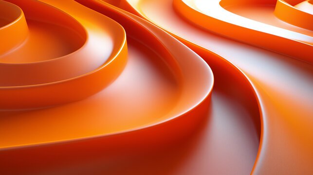3D render of multiple waves in the form of rectangular plates twisted into a spiral, made of plastic in a rich Pantone Logo17-1461 TCX Orangeade color, arranged in an abstract patt