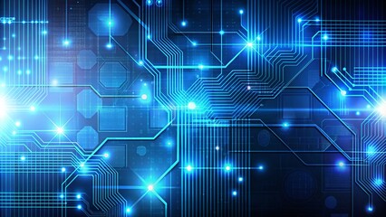 Blue Technology Background with Futuristic Elements and Copy Space for Innovation Concepts