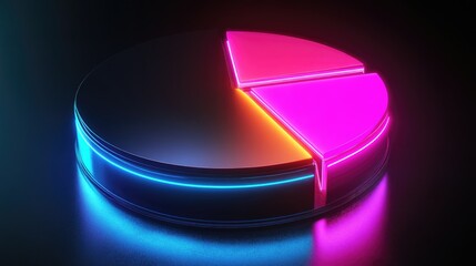 Vibrant Neon Pie Chart on Dark Background
