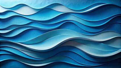 Obraz premium Blue Wave Papercut Background - Minimalist Design for Modern Aesthetics