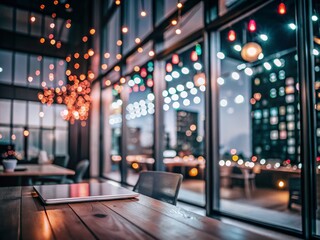 Blurred Colorful Lights in a Night Office Setting for Creative Stock Photography