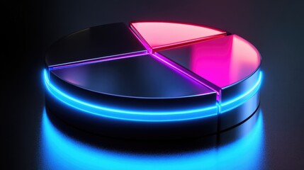 Modern Neon Pie Chart on Dark Background