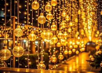 New Golden Sparkling Lights Create a Magical Atmosphere for Celebrations and Festive Occasions with a Touch of Luxury