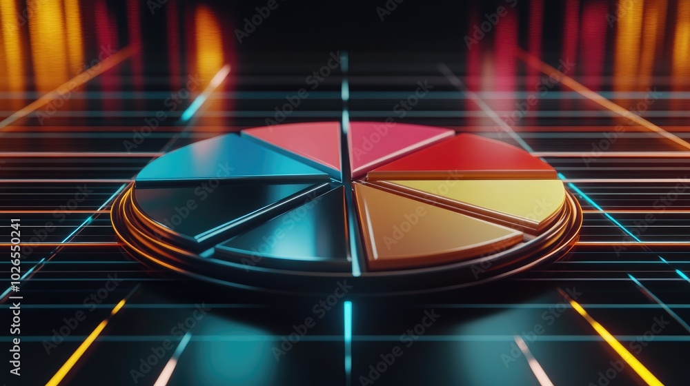 Poster colorful circular chart with dynamic background