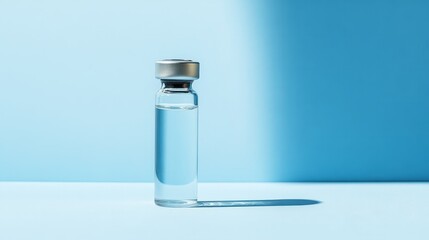 Intravenous potassium chloride solution in clear vial. Minimalist background with soft shadows