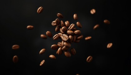 coffee beans on black background