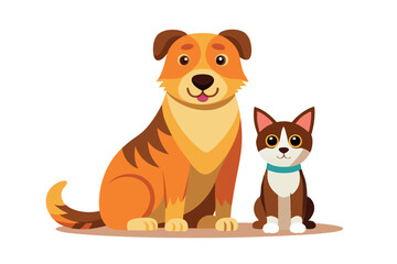 A dog with her kitten