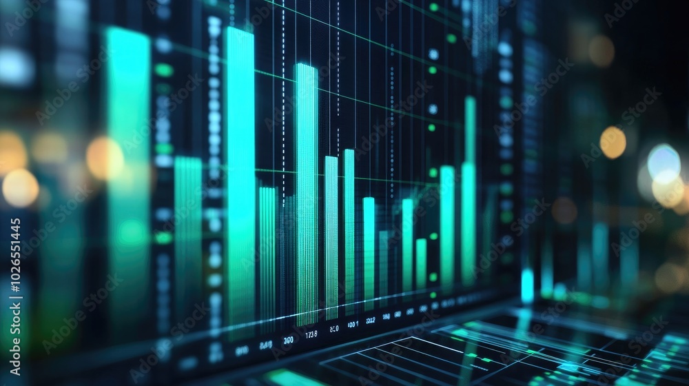 Poster dynamic data visualization with green bar graphs