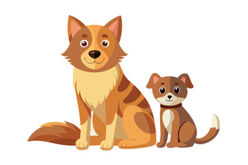 A dog with her kitten