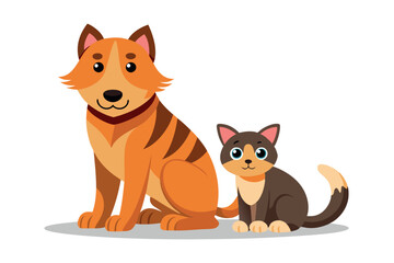 A dog with her kitten