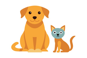 A dog with her kitten