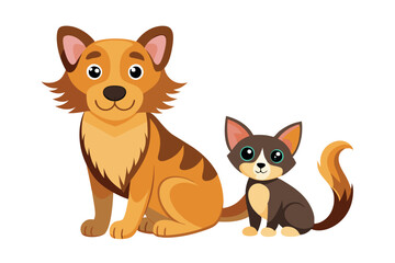 A dog with her kitten