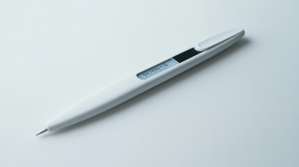 Digital thermometer lying flat on a white surface