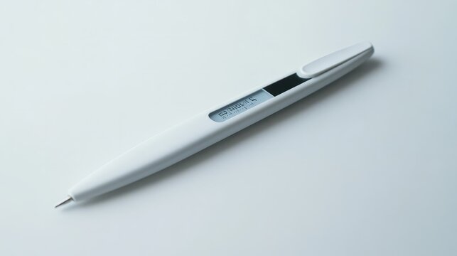 Digital thermometer lying flat on a white surface