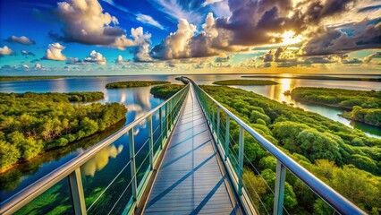Fototapeta premium Scenic Views from the Iconic Sky Bridge in Florida Offering Stunning Landscapes and Unique Perspectives of Nature