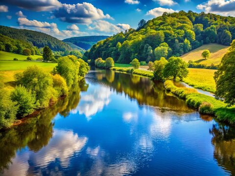 Scenic Views of the Eder River: Nature's Beauty, Tranquil Waters, and Lush Landscapes in Germany's Idyllic Surroundings