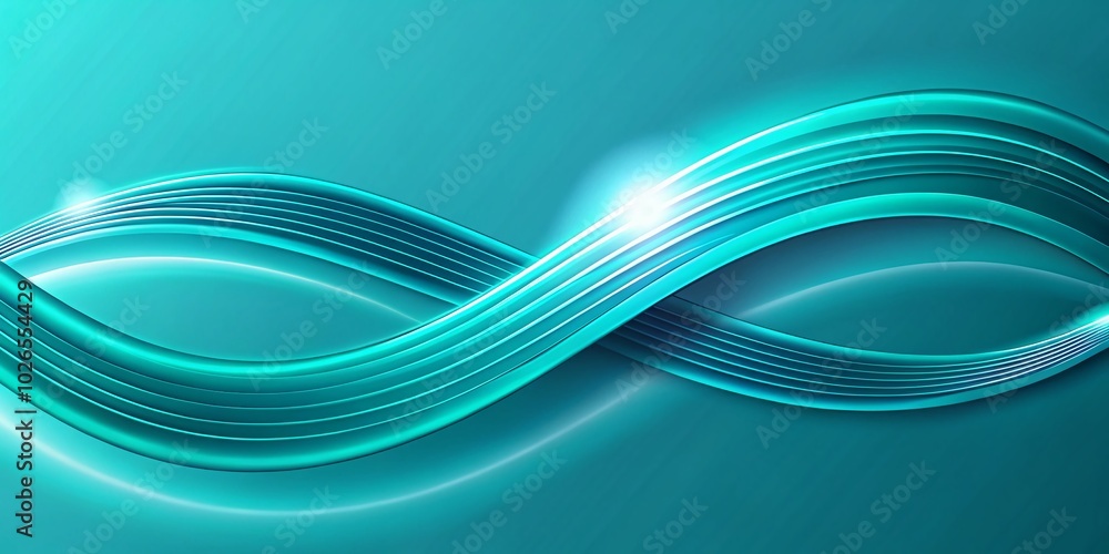 Poster bright cyan circle wave line design with copy space for modern backgrounds and graphics