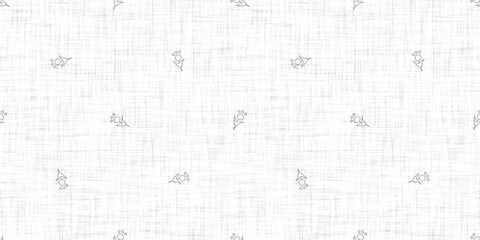 Seamless french taupe floral farmhouse linen printed fabric background. Light mottled grey cottage pattern. Shabby chic woven 2 tone cloth effect. Textile rustic organic ecru neutral all over print.