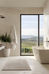 Naklejka premium Modern White Bathroom Design | Sleek and Stylish Interiors for Contemporary Homes