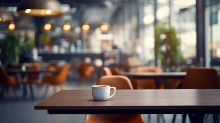 Blurred office interior background with a table and chairs in an open space