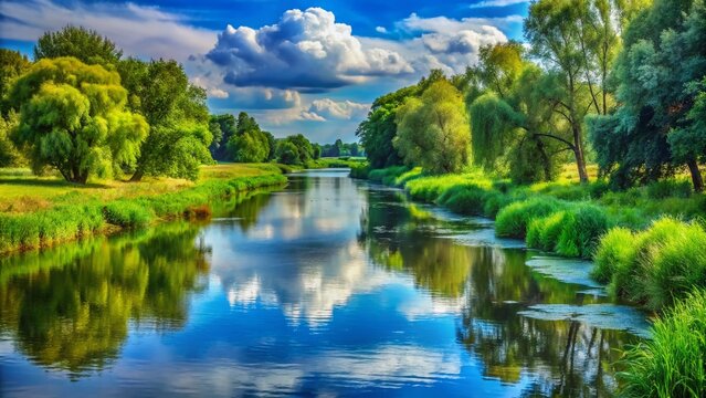 Serene Views of the Yser River: Nature's Beauty in Tranquil Waters and Lush Green Surroundings