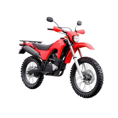 Obraz premium Red dirt bike on a white isolated background, perfect for adventure enthusiasts.