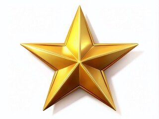 Small Gold Star on White Background for Celebrations, Awards, and Achievements - Perfect for Creative Projects and