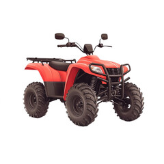 Obraz premium Red ATV on white isolated background, ready for outdoor adventures.