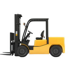 Yellow forklift truck isolated on a white background.