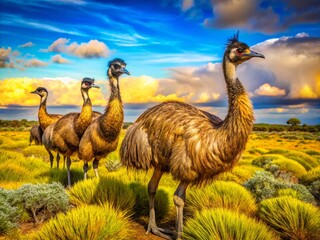 Candid Photography of Emus in Natural Habitat for Wildlife Enthusiasts